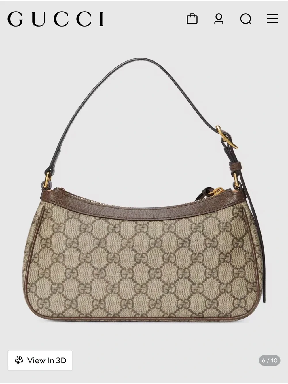 Gucci Beige/Brown GG Supreme Canvas Shoulder Bag with Gold Hardware